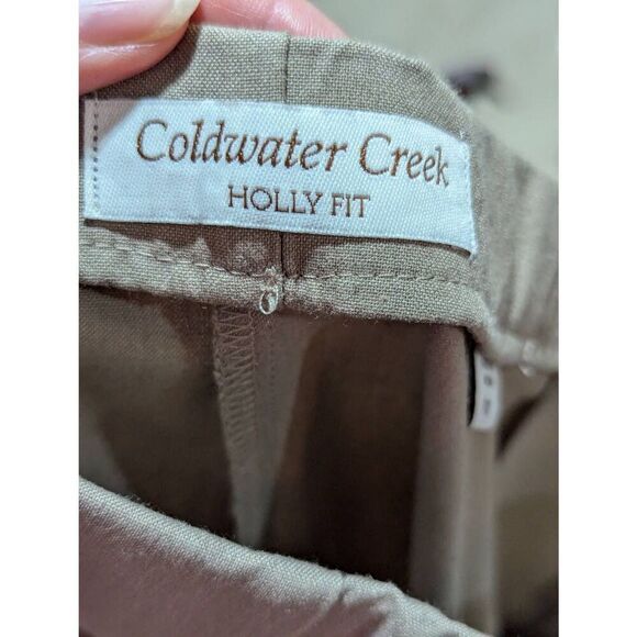 Coldwater Creek Women's Tan Solid Holly Fit Size Zip Flat Front Pants Size 10P - Picture 2 of 8